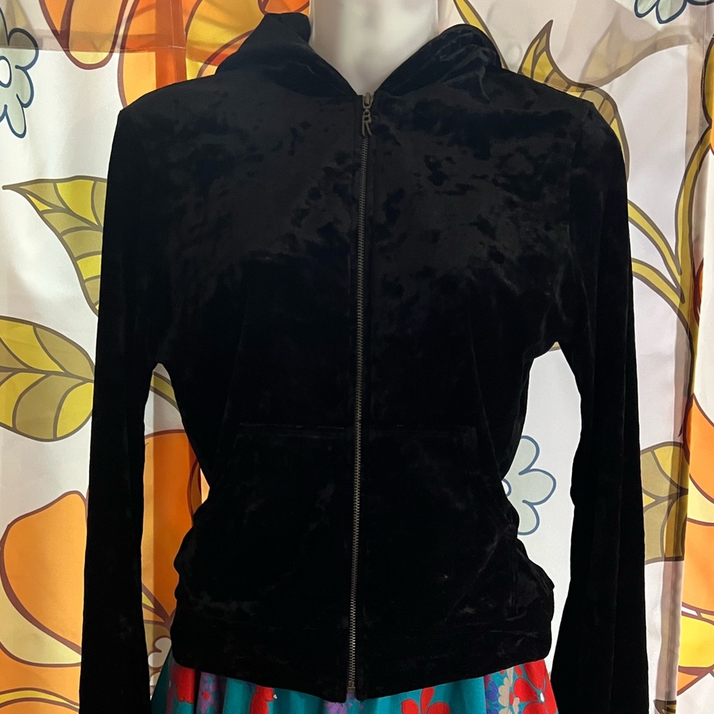 B10 Vintage Rampage Velvet Bell Sleeve Zipup Hoodie Size M